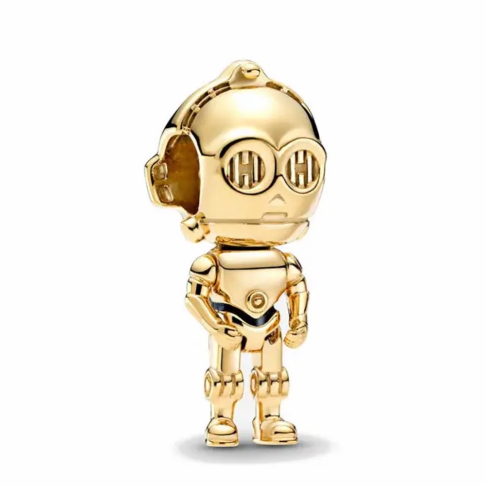 NWOT Star Wars C-3PO Gold / Black Enamel Charm Sterling Silver 925